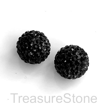 Clay Pave Bead, 12mm black with crystals. Each