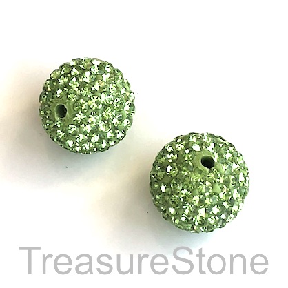 Clay Pave Bead, 14mm green with crystals. Each