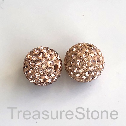 Clay Pave Bead, 12mm peach with crystals. Each