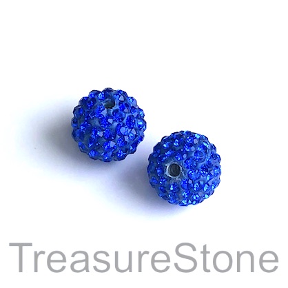 Clay Pave Bead, 12mm royal blue with crystals. Each