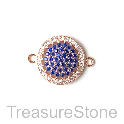 Pave Charm, connector, pendant, 17mm rose gold, each