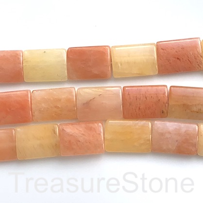 Bead, peach yellow quartz,16x20mm puffed rectangle. 15.5", 19pcs
