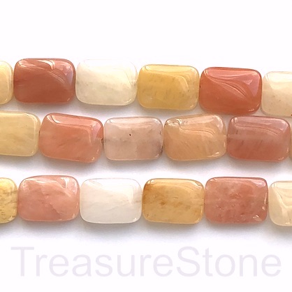 Bead, peach yellow quartz, 10x14mm rectangle. 15.5", 28pcs