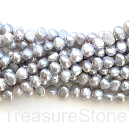 Pearl, freshwater, grey, 6-7mm nugget. 14.5", about 55pcs