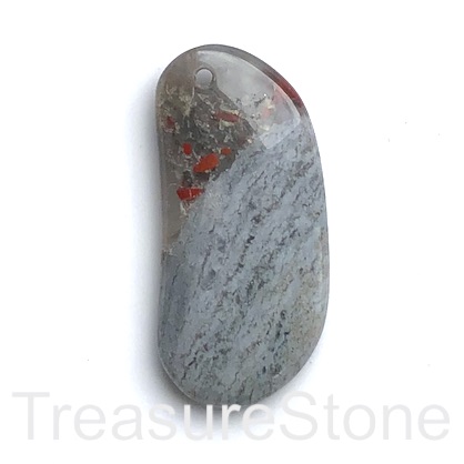 Pendant, African Blood Stone, 25x51mm. Sold individually.