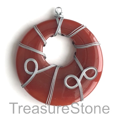 Pendant, red agate (dyed), 53mm. Sold individually.