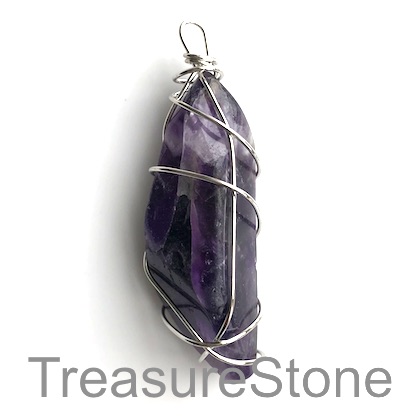 Pendant, amethyst, 23x62mm. Sold individually.