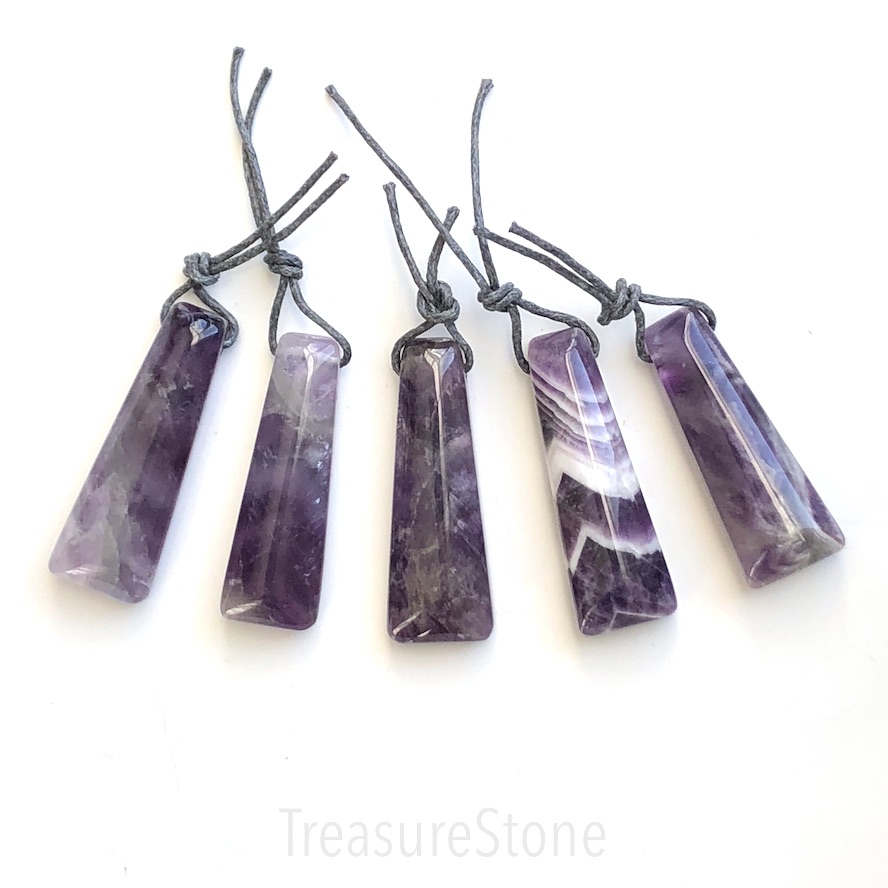 Pendant, amethyst. 16x45mm top-drilled. each