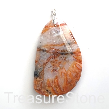 Pendant, bamboo agate, 39x65mm. Sold individually.
