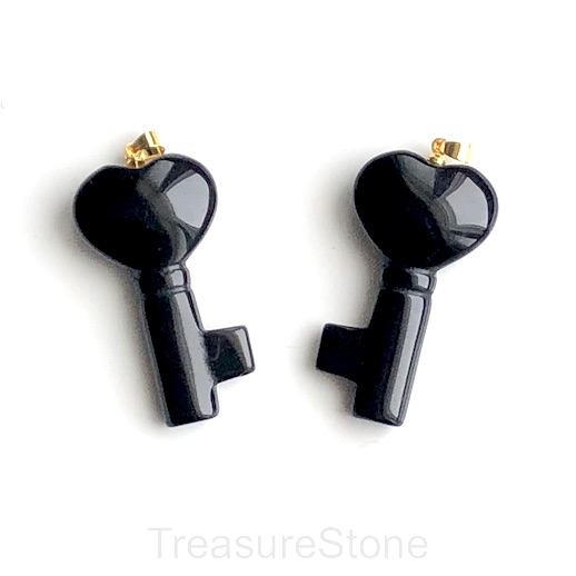 Pendant, black onyx. 22x40mm key. Sold individually. - Click Image to Close
