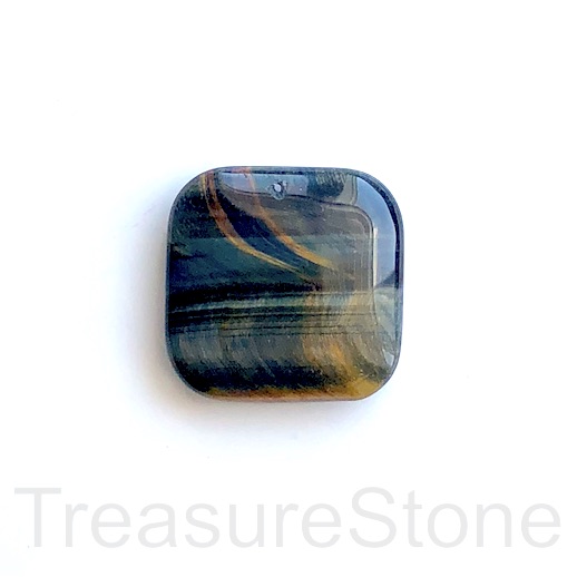 Pendant, Blue Tigers eye, 32mm puffed square pillow. each