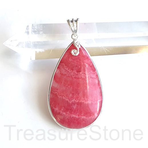 Pendant,dyed,blue lace agate, hot pink,Chalcedony,30x48mm.ea