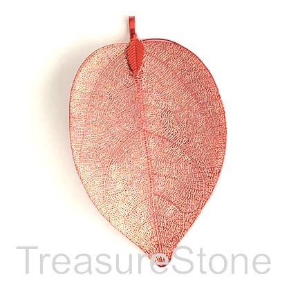Pendant, red-colored brass leaf, about 60mm long. Each.