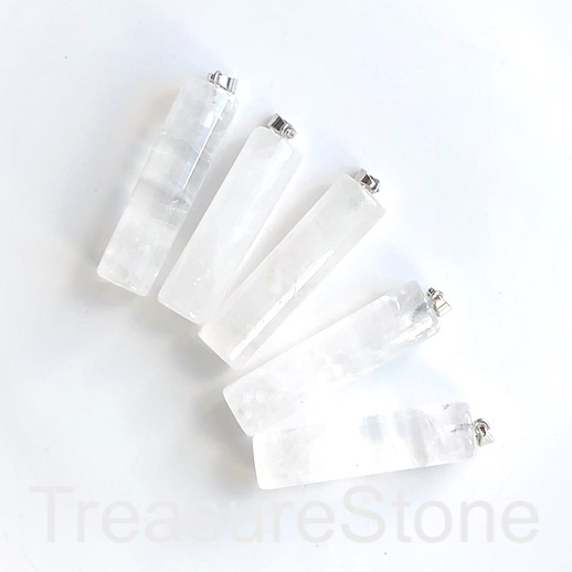 Pendant, clear crystal quartz. 12x50mm round tube. each