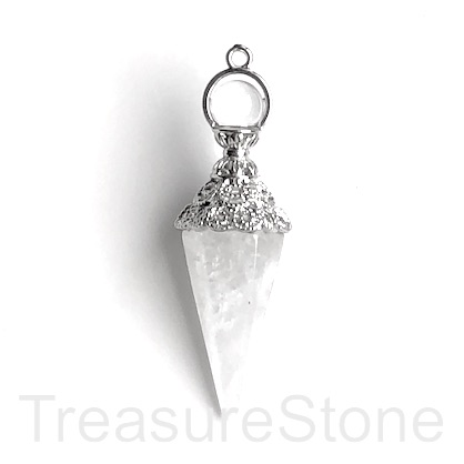 Pendant, clear crystal quartz. 18x54mm drop. each.