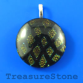 Pendant, dichroic glass, 30mm round. Sold individually.