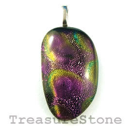 Pendant, dichroic glass, 21x35mm. Sold individually.