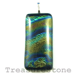 Pendant, dichroic glass, 20x44mm rectangle. Sold individually.