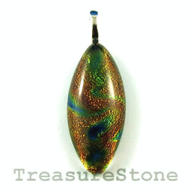 Pendant, dichroic glass, 15x35mm. Sold individually.