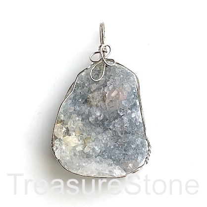 Pendant, druzy agate, natural. 42x52mm. Sold individually.