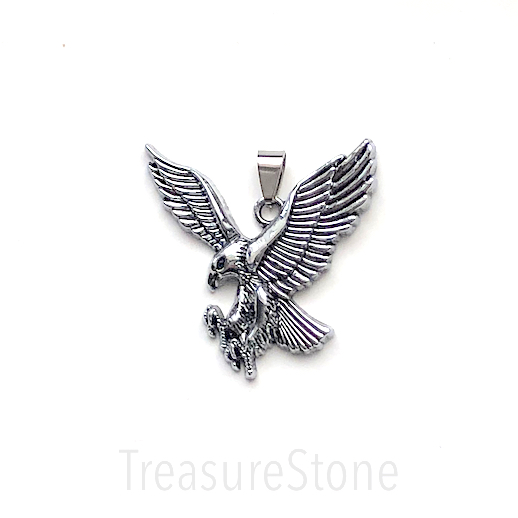 Pendant, stainless steel treated, 40mm eagle. each