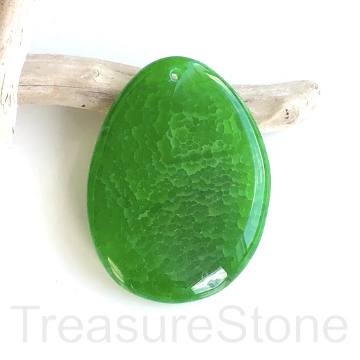 Pendant, emerald green agate, dyed, 42x56mm. Sold individually.