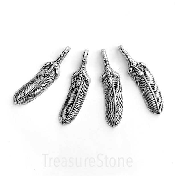 Pendant, stainless steel treated, 15x60mm feather. each
