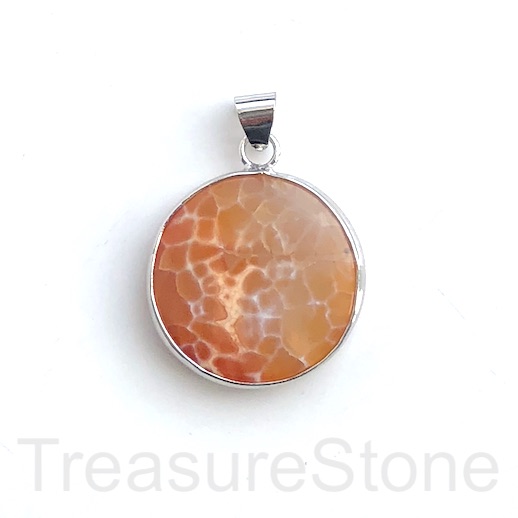 Pendant, dyed Fire Agate, 32mm coin. Each