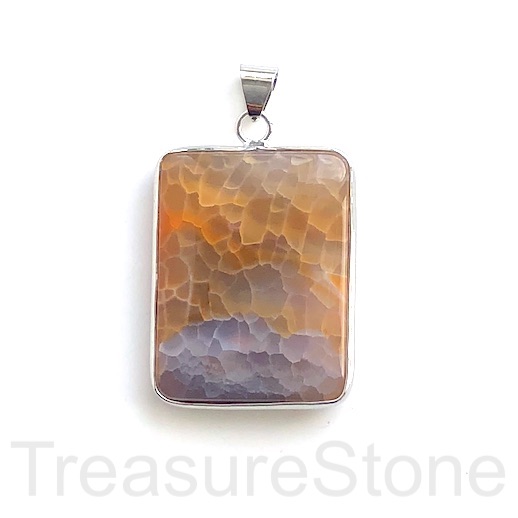 Pendant, dyed Fire Agate, 32x41mm rectangle. Each
