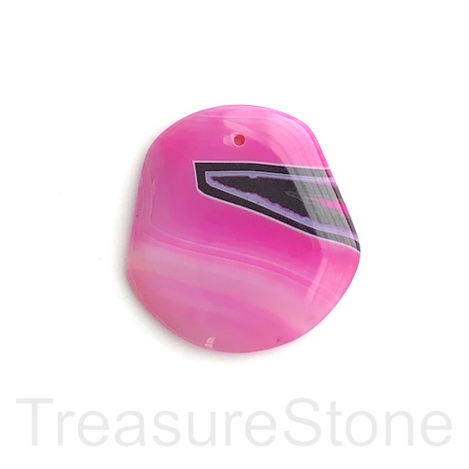 Pendant, fuchsia pink agate, dyed, 42x43mm. Sold individually.