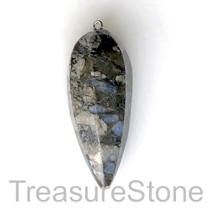 Pendant, grey opal, about 20x50mm faceted nugget. ea