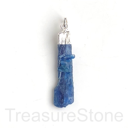 Pendant, rough kyanite. 13x37mm, silver top. Sold individually.