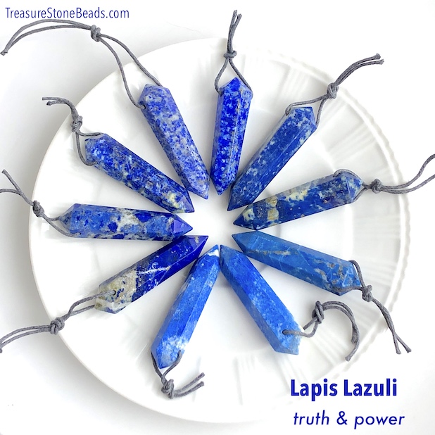 Pendant, Lapis lazuli. 12x50mm. Sold individually.