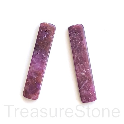 Pendant, lepidolite, about 10x48mm rectangle. Sold by per piece
