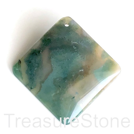 Pendant, moss agate. 53mm flat diamond. Sold individually. - Click Image to Close