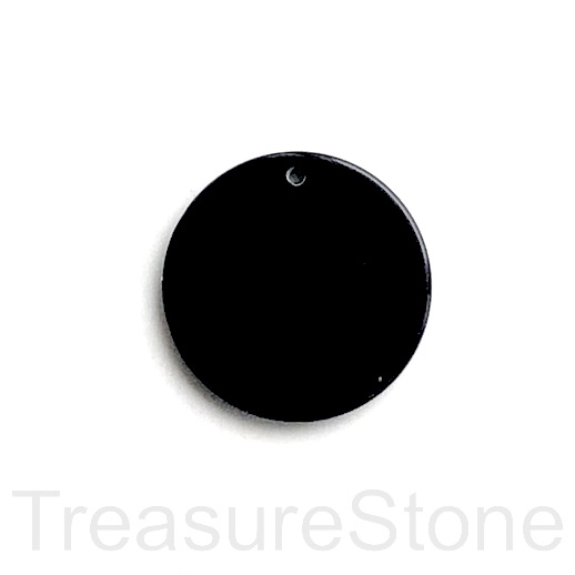 Pendant, black onyx, 25mm flat coin. Sold individually.