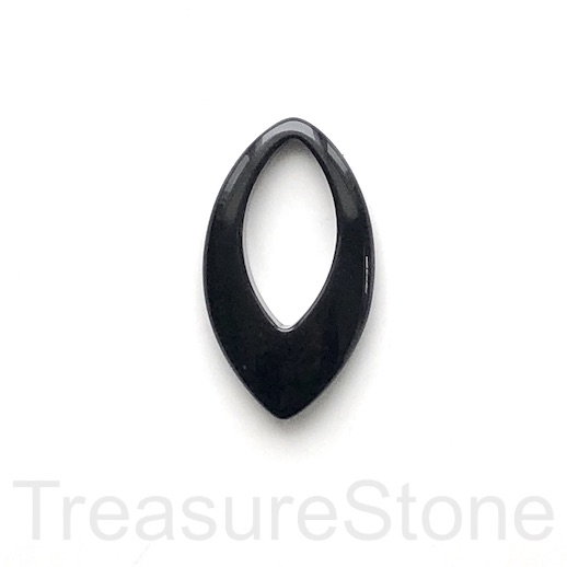 Pendant, black onyx, 25x44mm, open drop. Sold individually. - Click Image to Close