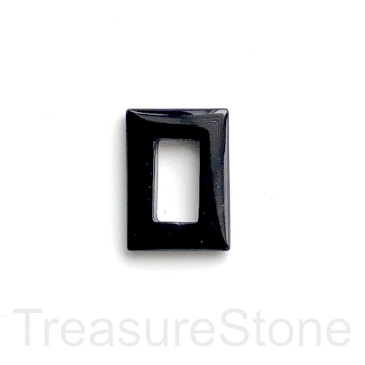 Pendant, black onyx, 22x30mm rectangle frame. Sold individually.