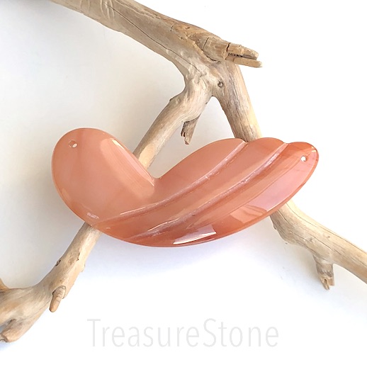 Pendant, peach pink agate, dyed, 35x74mm link, connector. ea