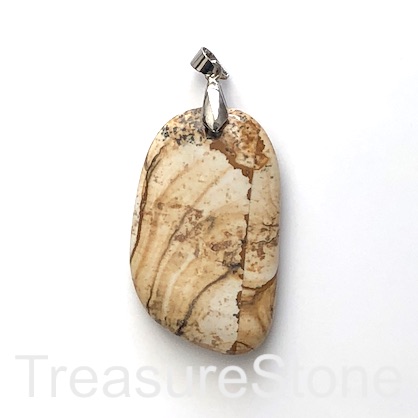 Pendant, picture jasper. 24x40mm. Sold individually.