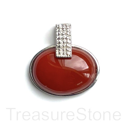 Pendant, red agate (dyed), 33mm. Sold individually.