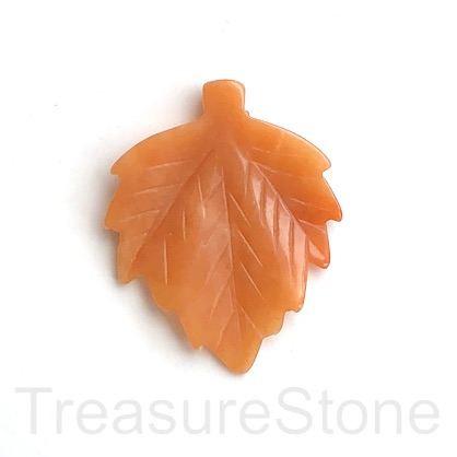 Pendant, red aventurine, about 47x55mm leaf. each