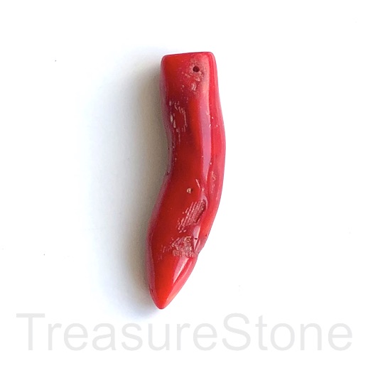 Pendant, coral (dyed), red, 17x53mm stick. ea