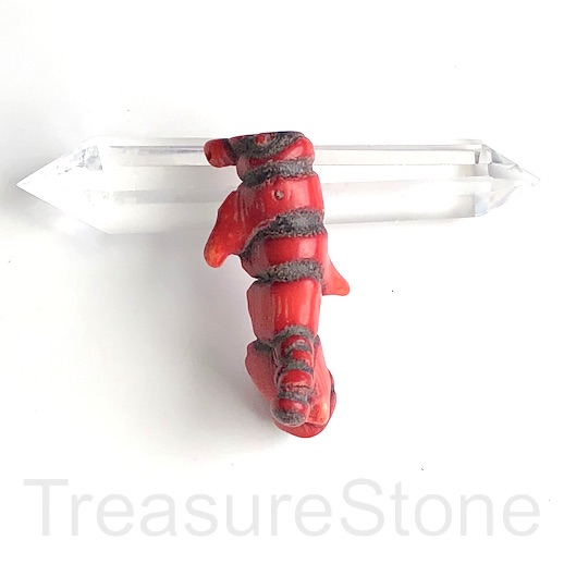 Pendant, coral (dyed), red, 22x52mm stick. ea