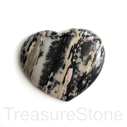 Pendant, Rhodonite, 47x55mm heart. Each. - Click Image to Close