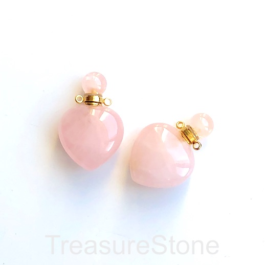 Pendant,rose quartz,22x33mm heart perfume, essential oil bottle. - Click Image to Close