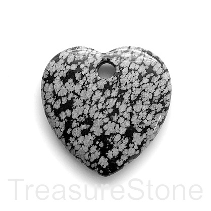Pendant, Snowflake Obsidian. 40mm heart. Sold individually.