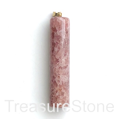 Pendant, strawberry quartz. 13x53mm round tube. Each.