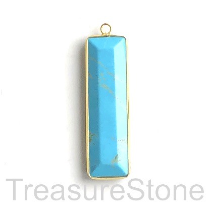 Pendant, 13x42mm synthetic turquoise. Each.