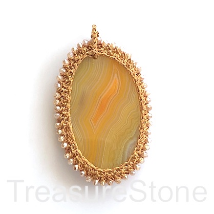 Pendant, agate (dyed), 39x61mm. Sold individually.